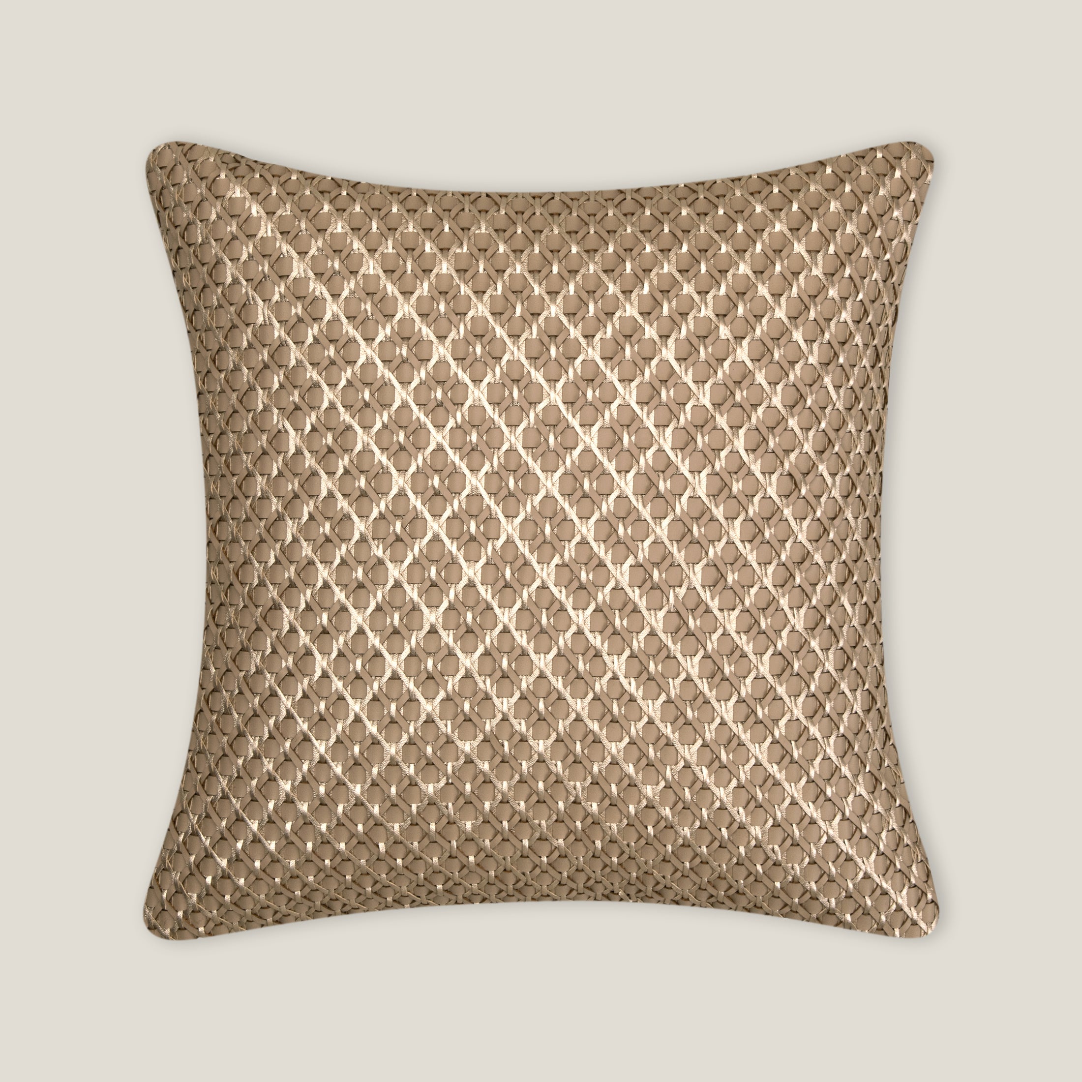 Buy Lattice Beige & Gold Woven Cushion Cover Online – Address Home