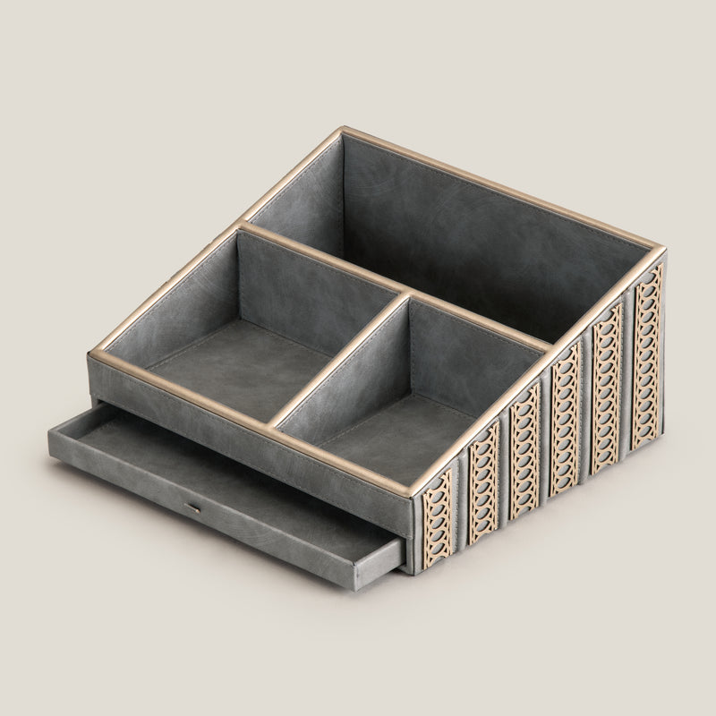 Lexus Grey & Dull Gold Desk Set