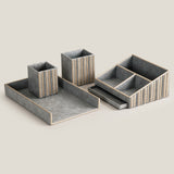 Lexus Grey & Dull Gold Desk Set