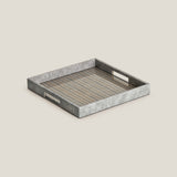 Lexus Grey & Dull Gold Square Serving Tray