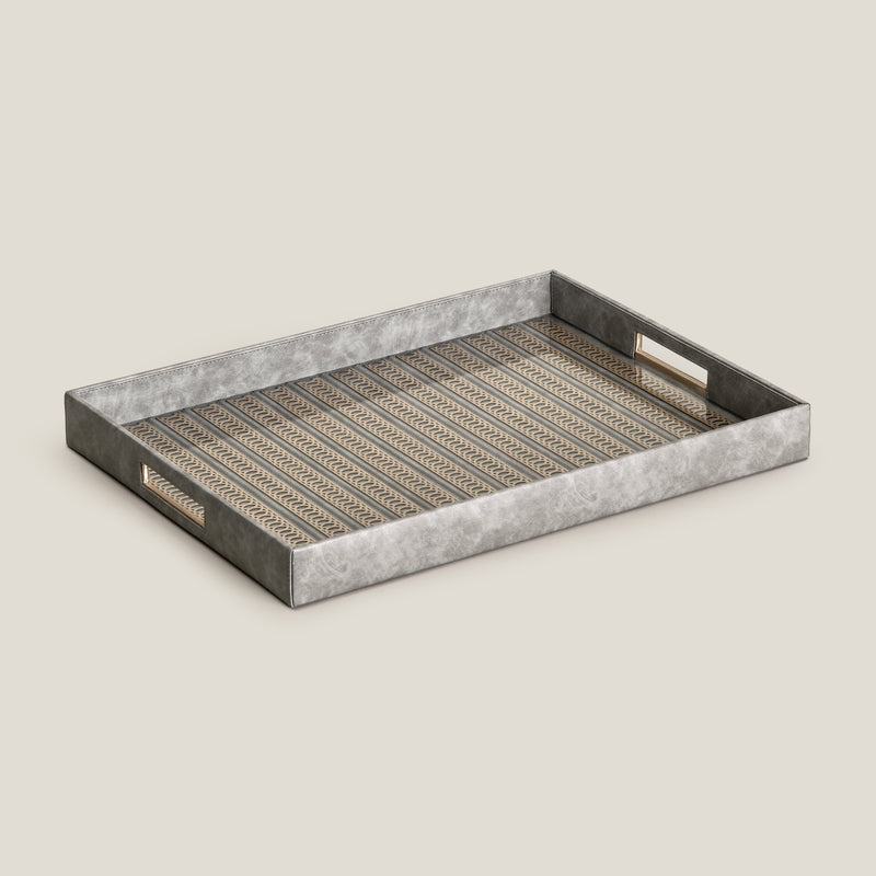 Lexus Grey & Dull Gold Placing Serving Tray