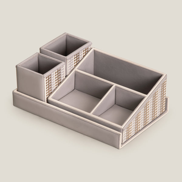 Eclair Grey & Gold Desk Set