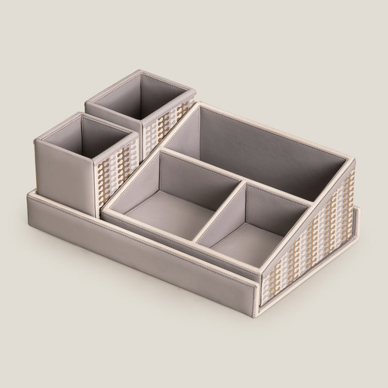 Eclair Grey & Gold Desk Set