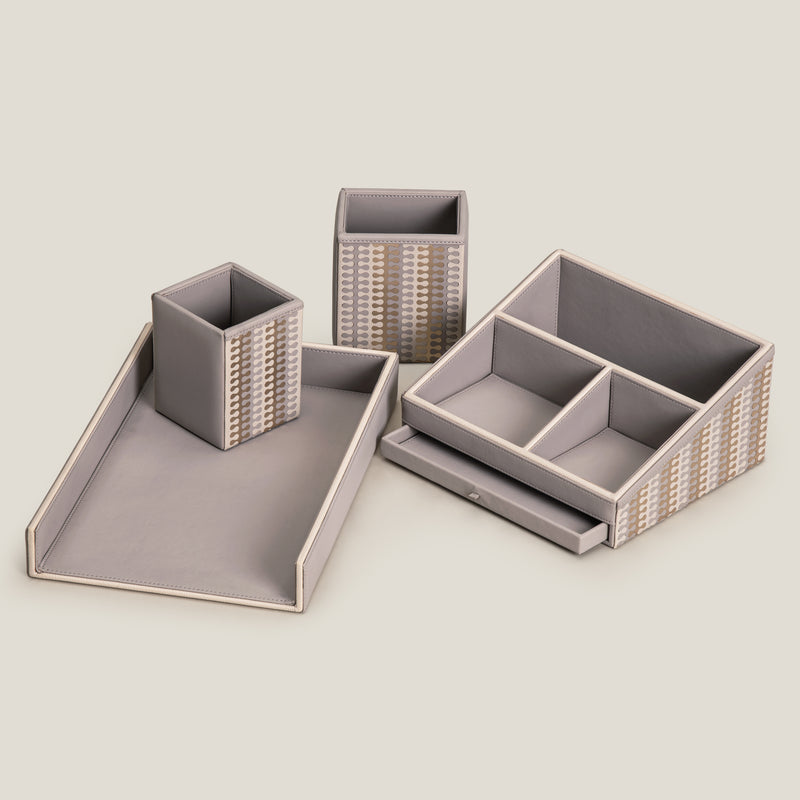 Eclair Grey & Gold Desk Set