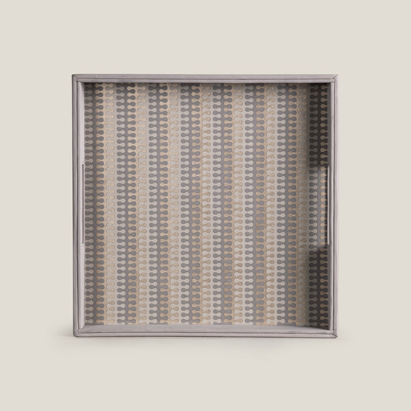 Eclair Grey & Gold Square Serving Tray