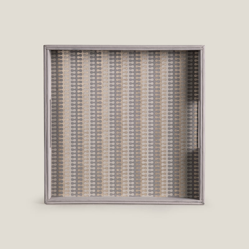 Eclair Grey & Gold Square Serving Tray