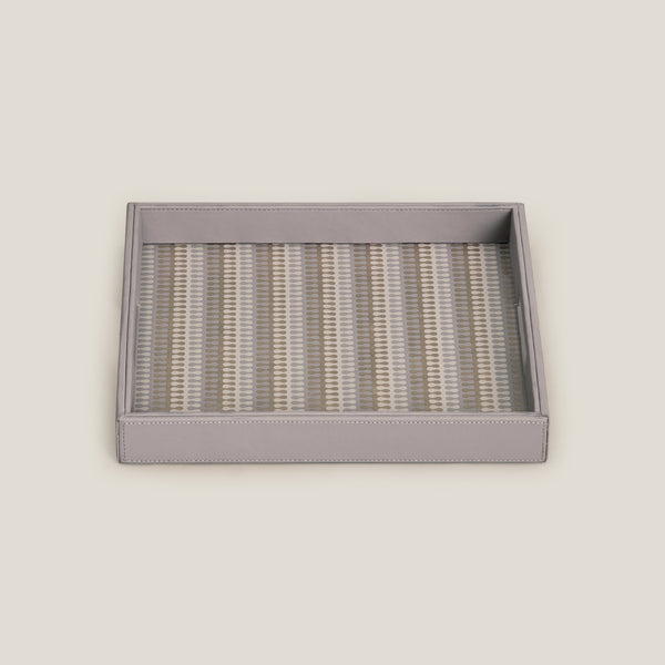 Eclair Grey & Gold Square Serving Tray