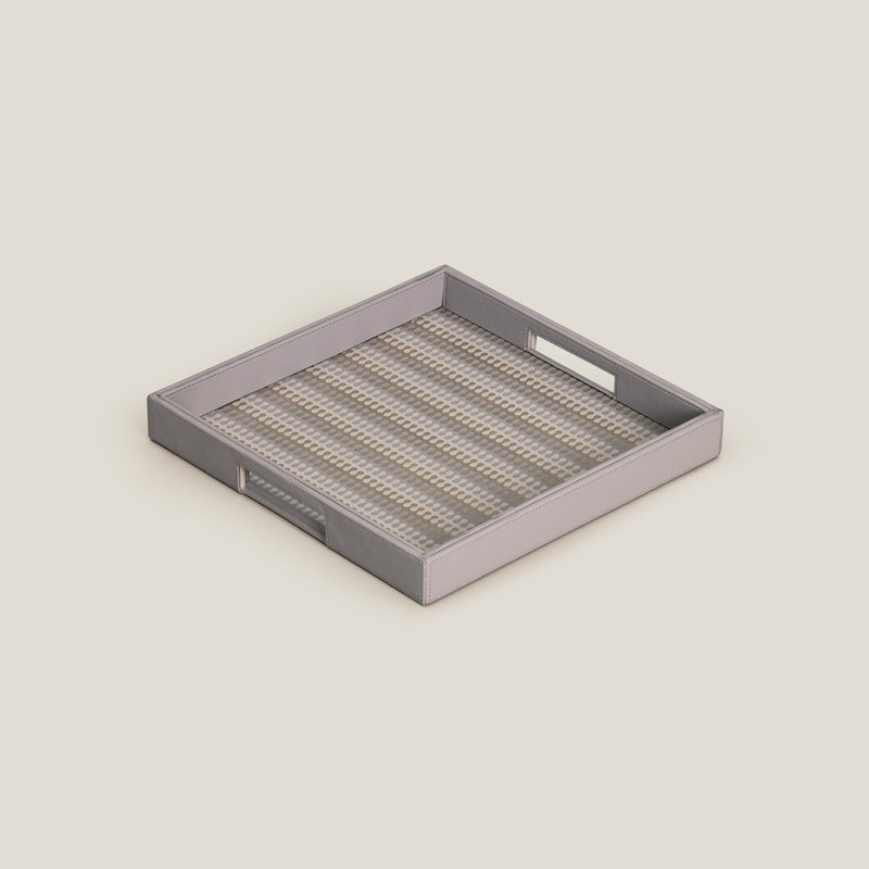 Eclair Grey & Gold Square Serving Tray