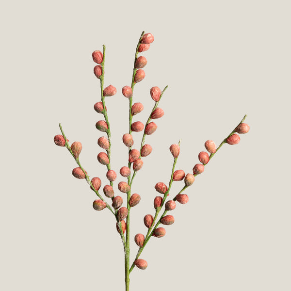 Light Red & Green Berry Branch Foam Flower