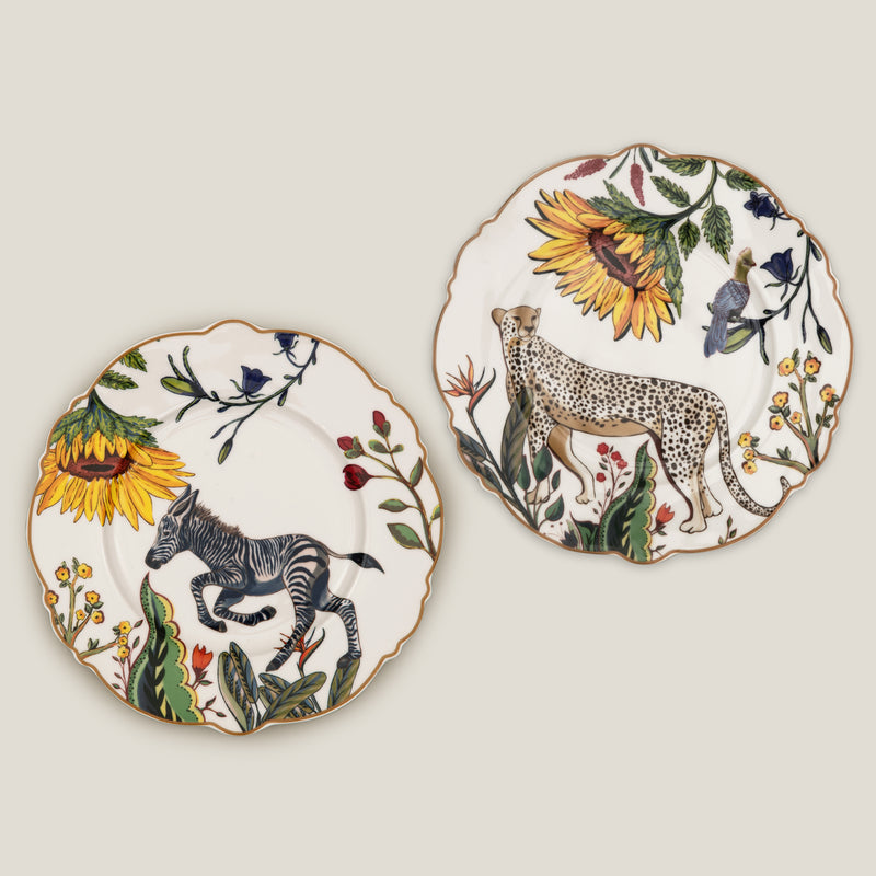 Jenna Clifford Leopard & Zebra Quarter Plate Set of 4