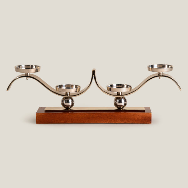 Gallant Nickel & Gold Candle Holder