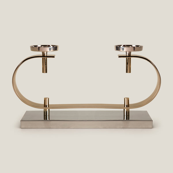 Benao Nickel & Gold Candle Holder