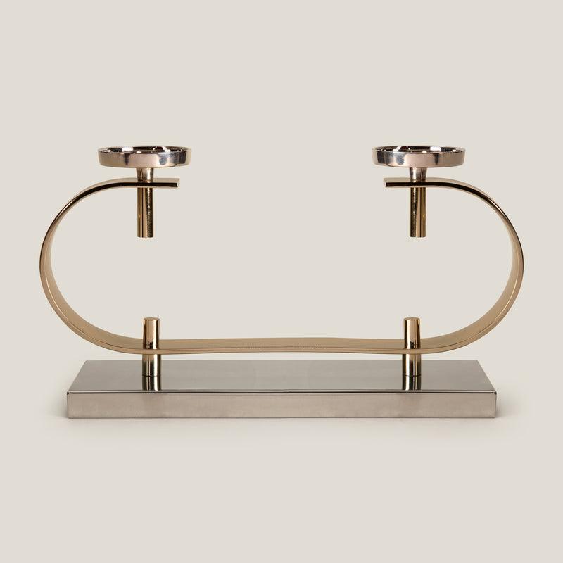 Benao Nickel & Gold Candle Holder