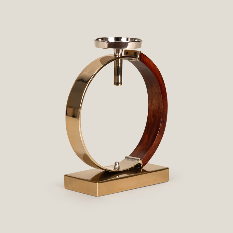 Swank Nickel & Gold Candle Holder