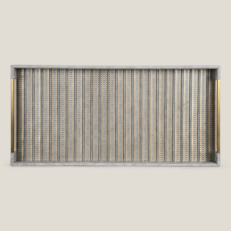 Lexus Grey & Dull Gold Butler Tray