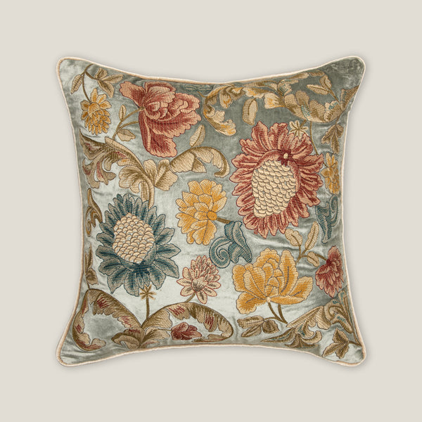 Emma Light Green Emb. Cushion Cover