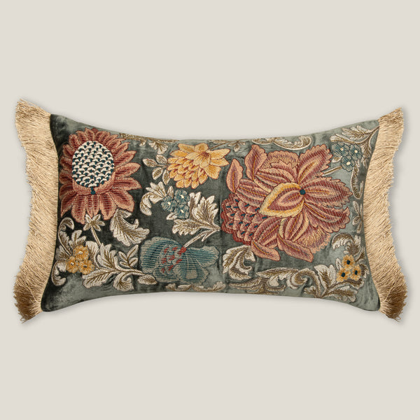 Evelyn Dark Green Emb. Cushion Cover