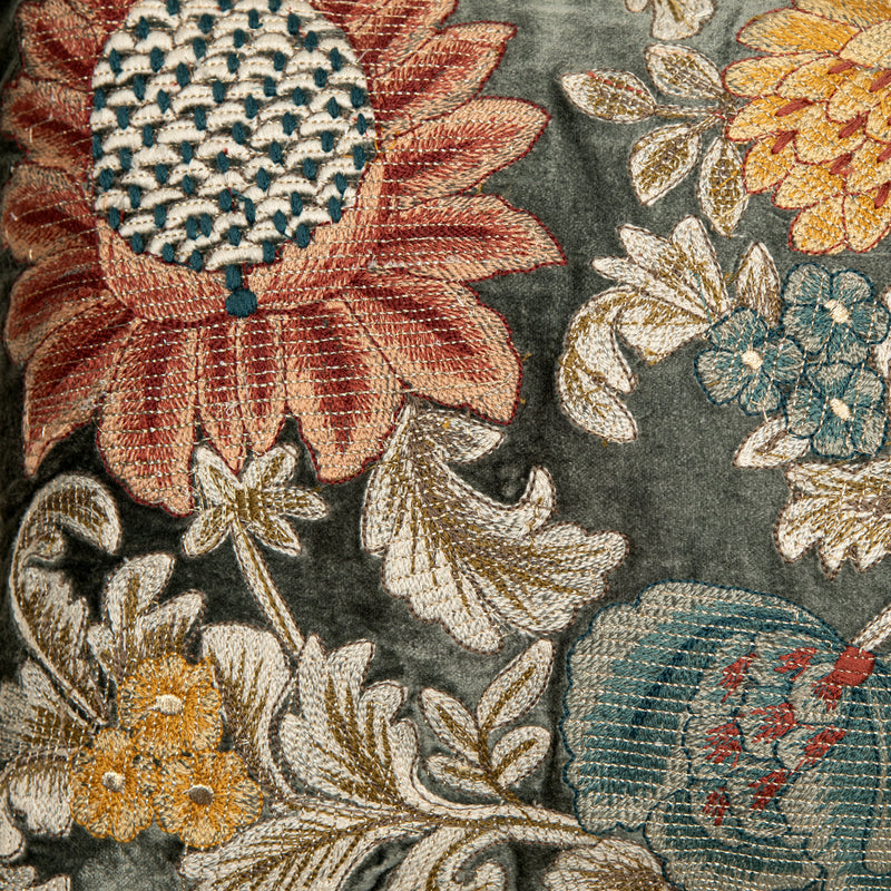 Evelyn Dark Green Emb. Cushion Cover