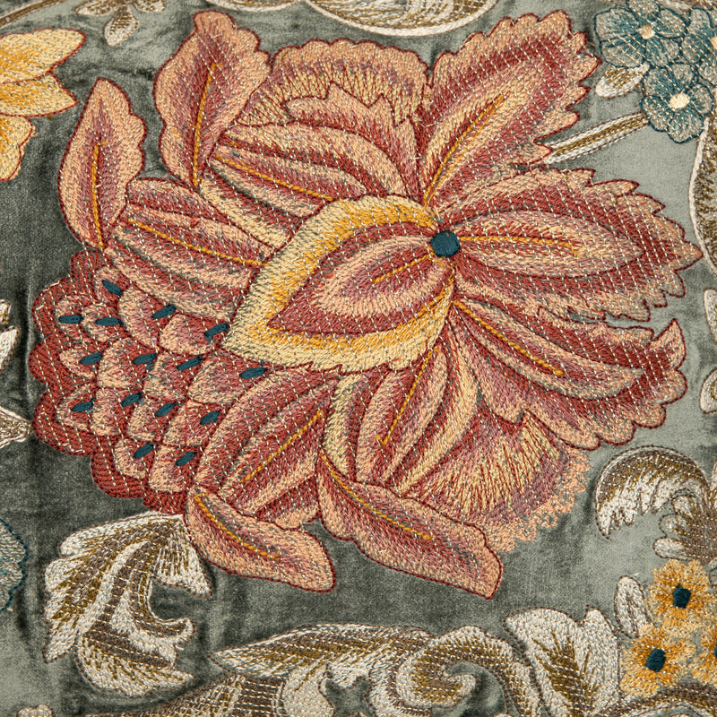 Evelyn Dark Green Emb. Cushion Cover