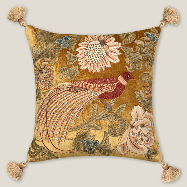 Luna Yellow Emb. Cushion Cover