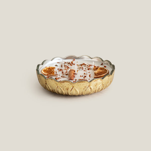 Ezra Antique Gold Bowl Candle