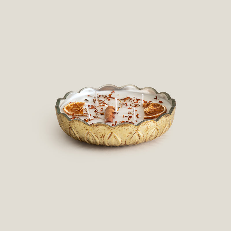 Ezra Antique Gold Bowl Candle