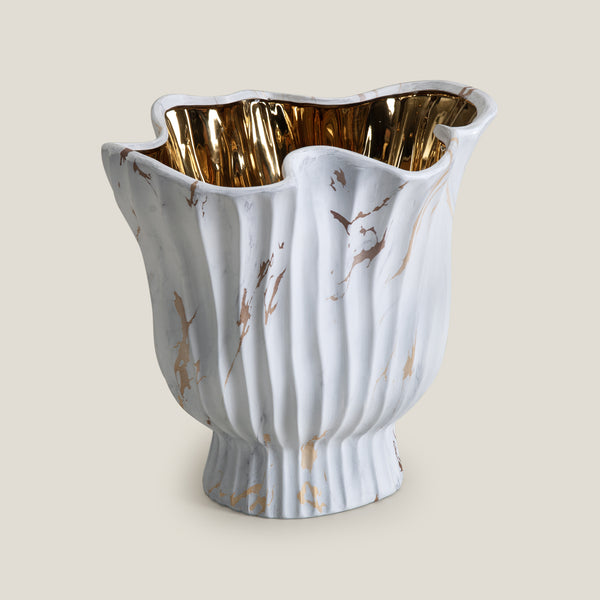 Marbella White & Gold Vase