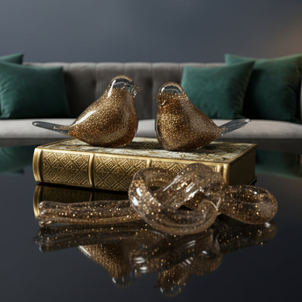 Sparkle Brown Bird Sculptures