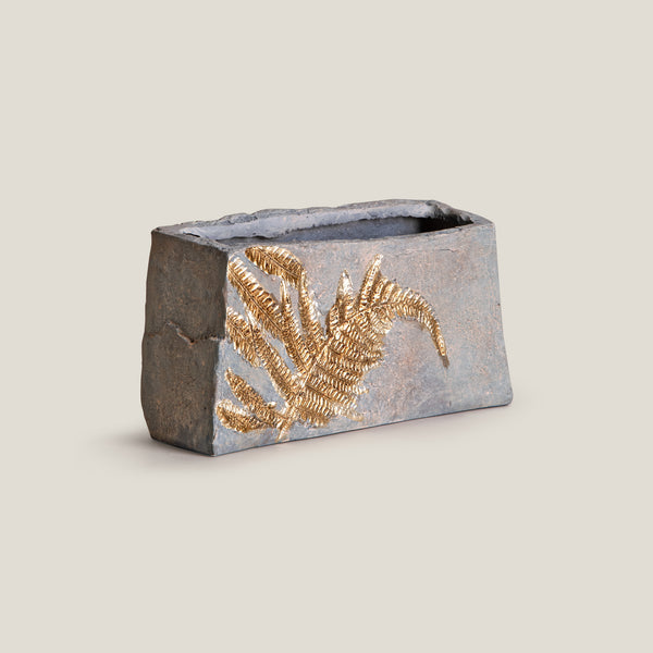 Auric Grey & Gold Fern Vase S