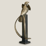 Simurgh Grey & Gold Bird Sculpture