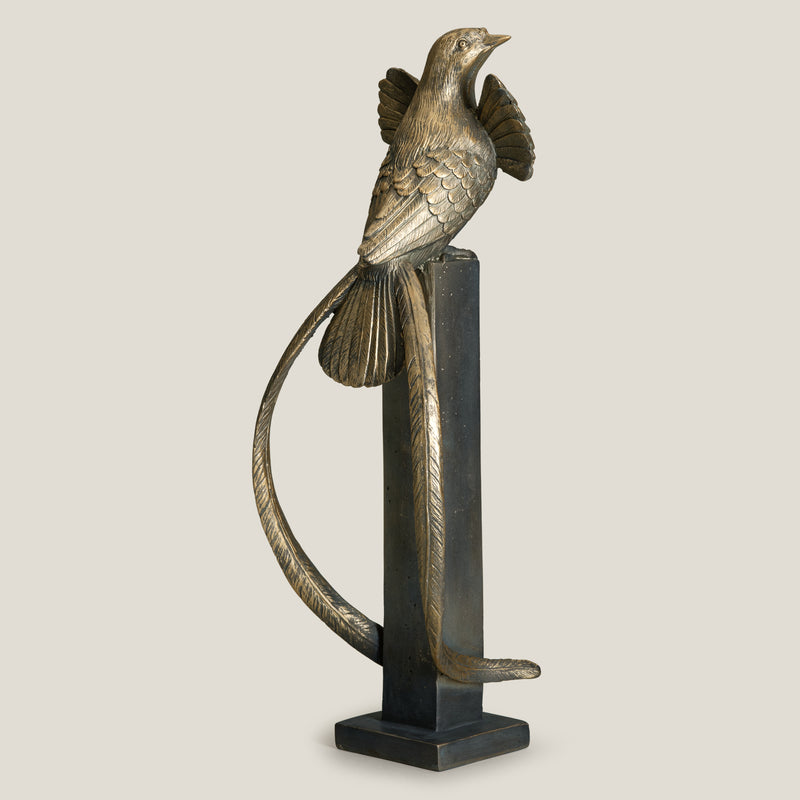 Simurgh Grey & Gold Bird Sculpture