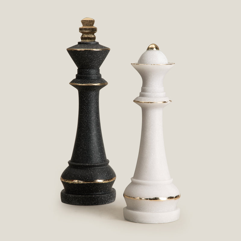 King Chesspiece Grey & Gold Decor