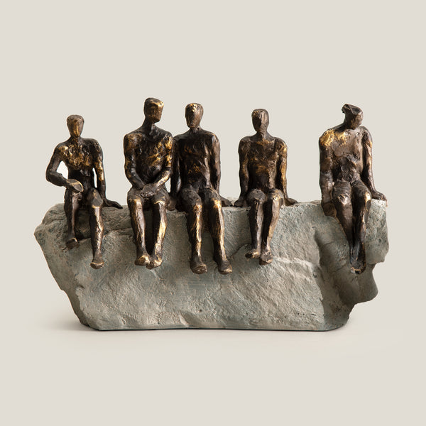 Men In Reflection Bronze & Grey Sculpture