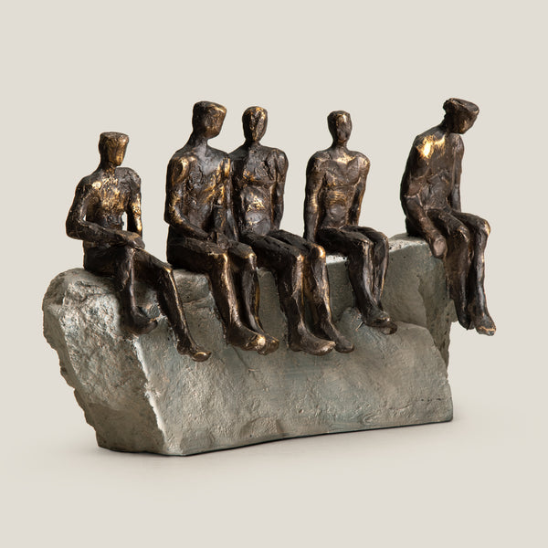 Men In Reflection Bronze & Grey Sculpture