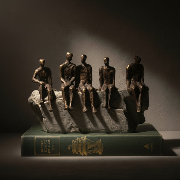 Men In Reflection Bronze & Grey Sculpture