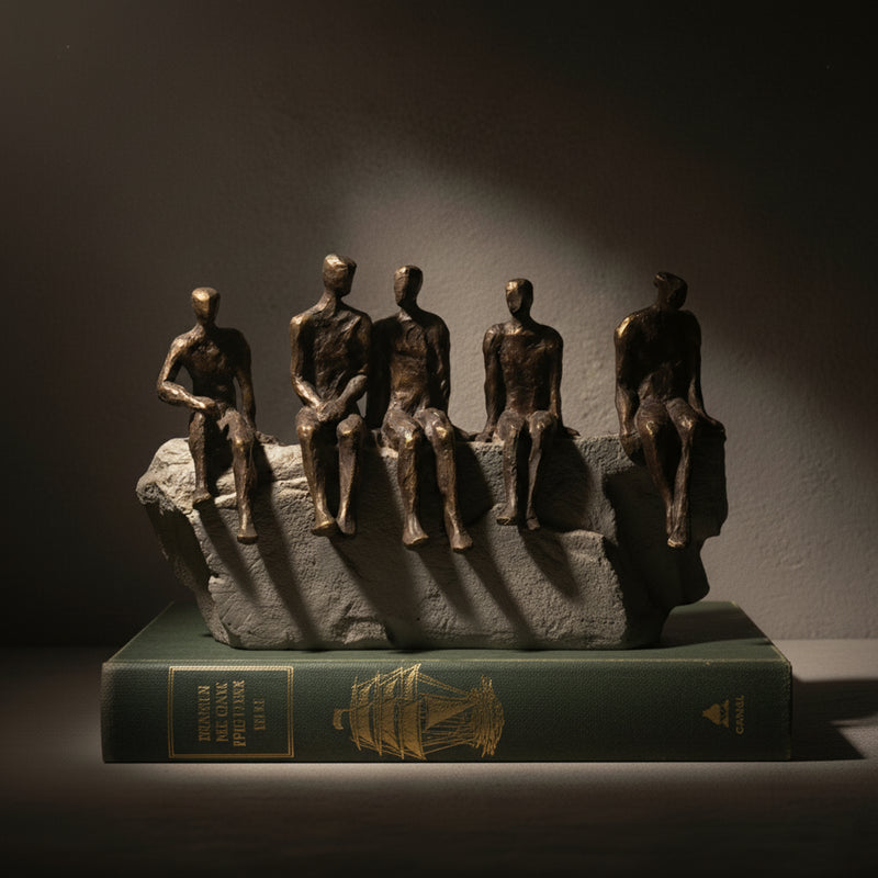 Men In Reflection Bronze & Grey Sculpture