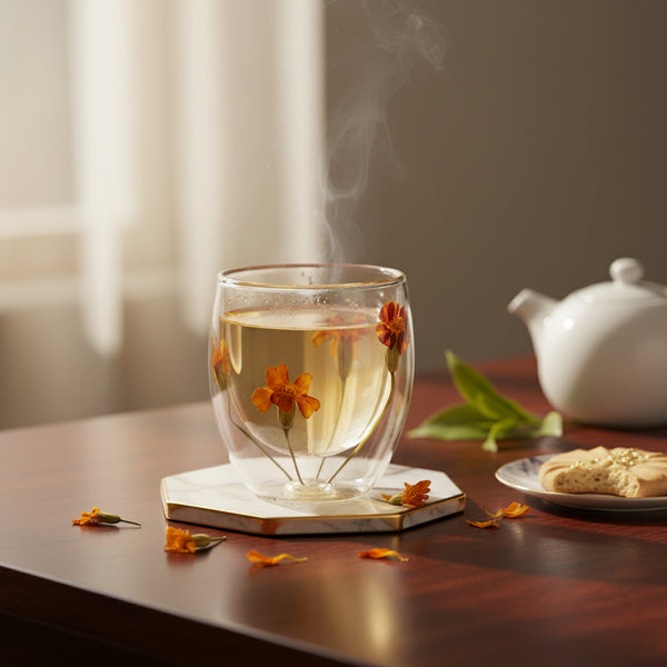 Botanic Bloom Yellow Glass Set of 4