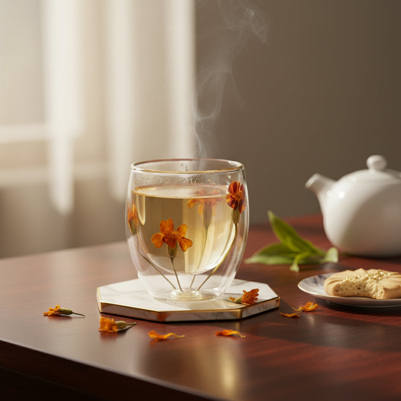 Botanic Bloom Yellow Glass Set of 4