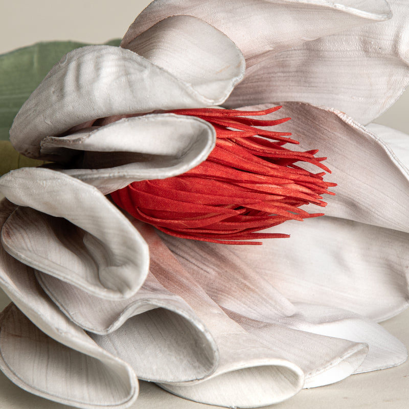 Grey & Red Daffodil Faux Flower