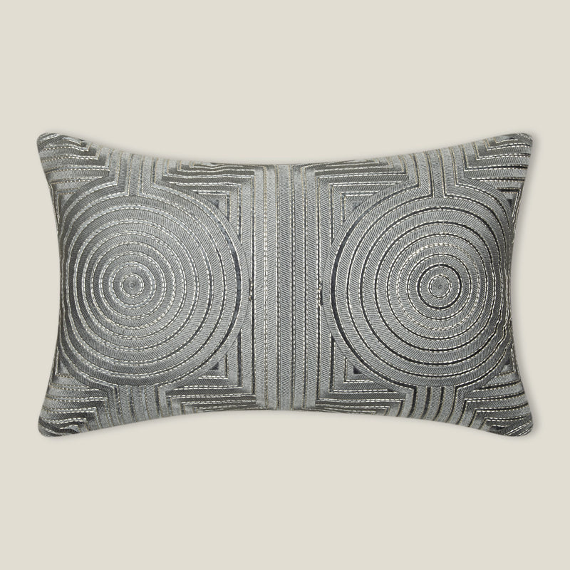 Buy Spiral Blue Oblong Embroidered Cushion Cover Online – Address Home