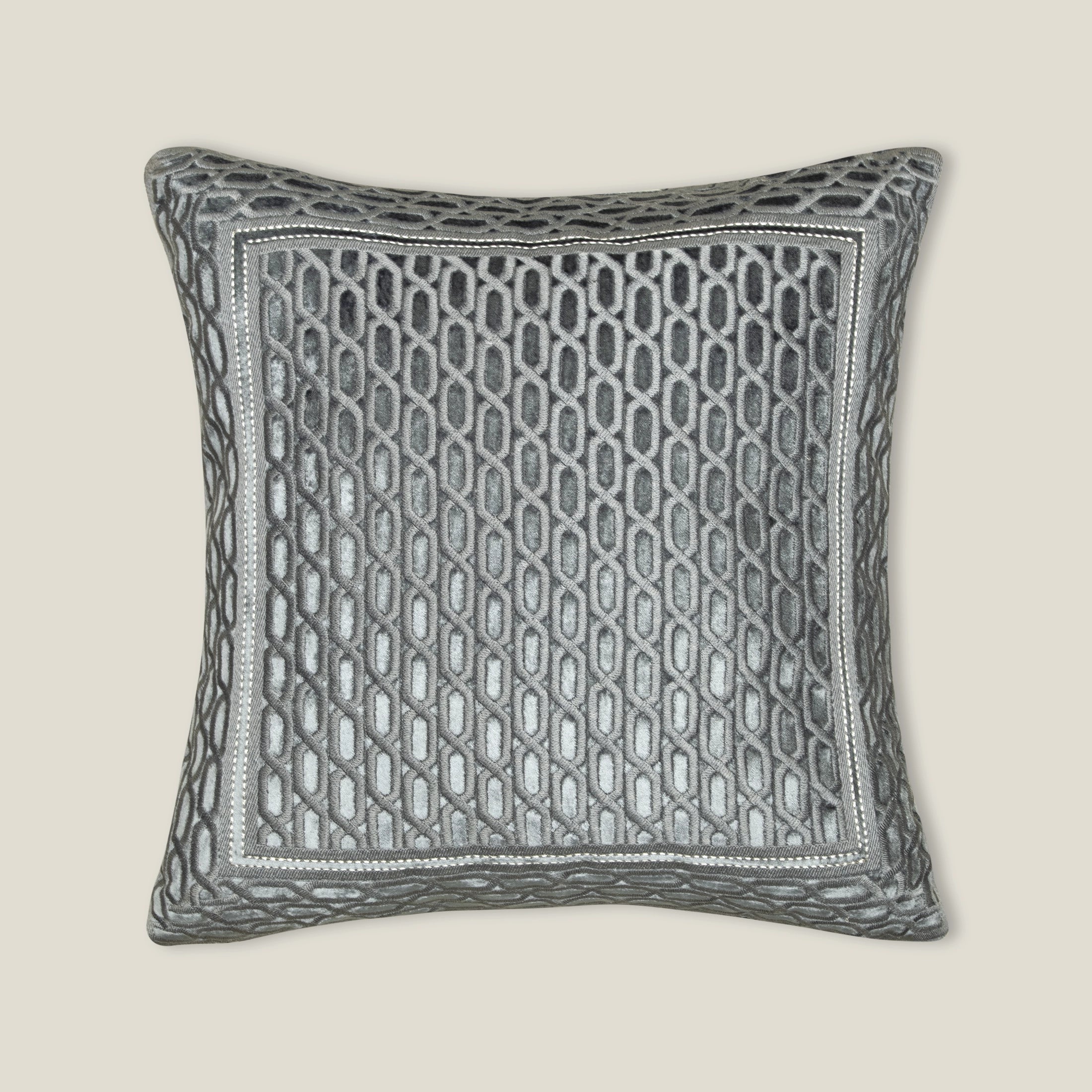 Buy Azure Frame Blue Embroidered Border Cushion Cover Online – Address Home