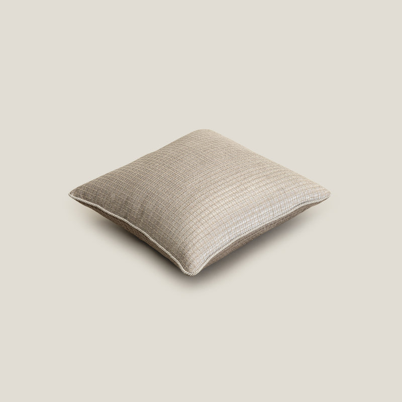 Buy Dori Grid Mushroom Grey Reversible Embroidered Cushion Cover Online ...