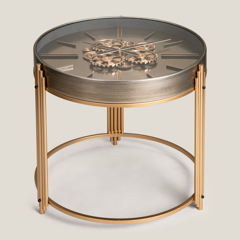 Chronoluxe Grey & Gold Clock Table