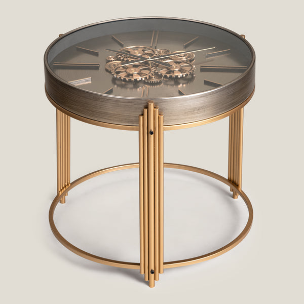 Chronoluxe Grey & Gold Clock Table