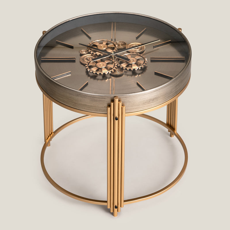 Chronoluxe Grey & Gold Clock Table
