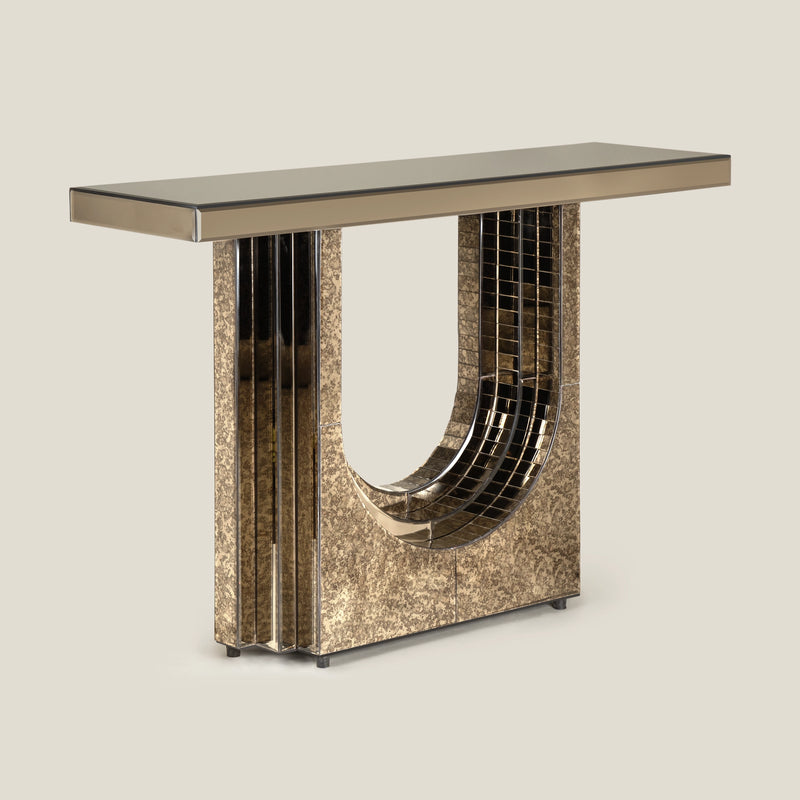 Buy Cato Brown & Antique mirror Block Console Online – Address Home