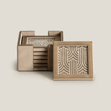 Aurum Beige & Gold Coasters Set of 6