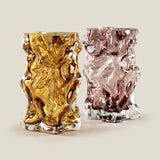 Froisse Amber Glass Vase