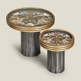 Chronicle Grey & Gold Clock Tables Set of 2