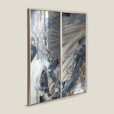 Metallique Blue Grey Framed Canvas Set of 2